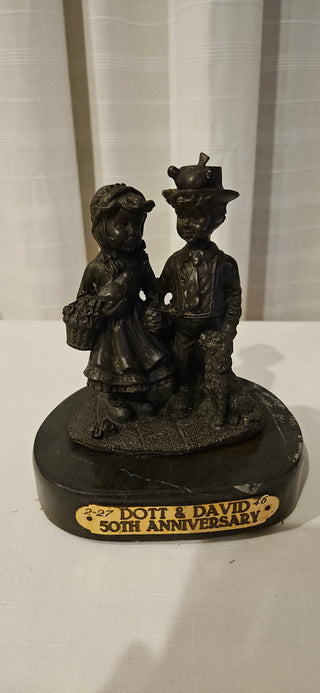 Vintage 1995 Anniversary Figurine Stone Base Couple Dog