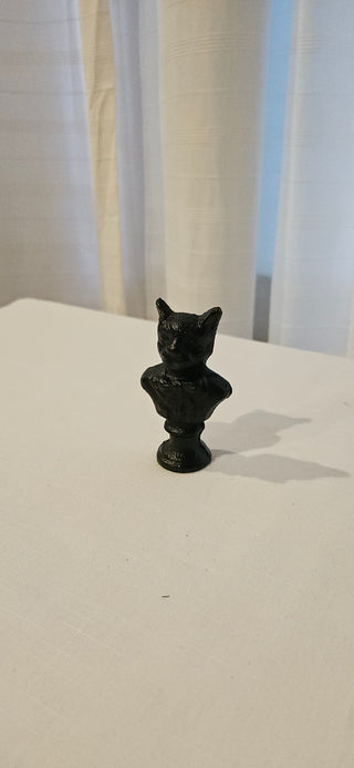 Cast Iron Cat Bust Figurine 3 Inch