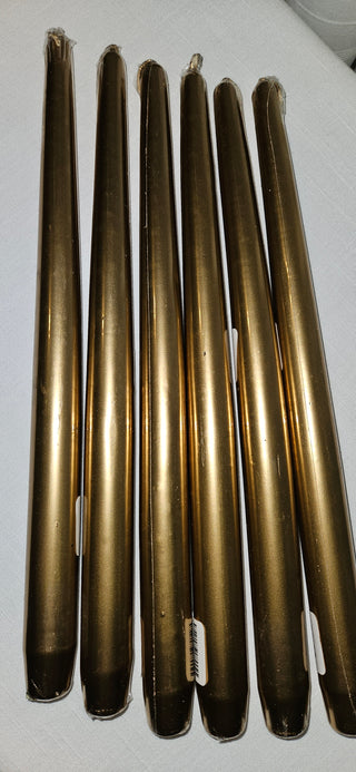 12 Inch Metallic Gold Taper Candle Single