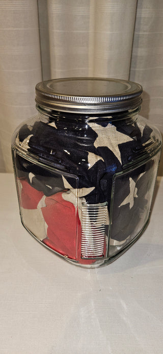 Americana Flag Display in Glass Jar Vintage