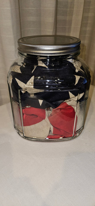 Americana Flag Display in Glass Jar Vintage