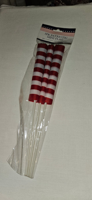 Patriotic Mini Flags Set of 3 Red White Blue Decor