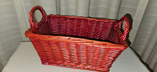 Red Wicker Basket with Handles 12 Inch