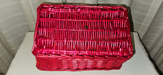 Red Wicker Basket with Handles 12 Inch