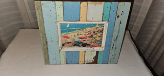 Coastal Distressed Wood Cottage Frame w/ Vintage Print
