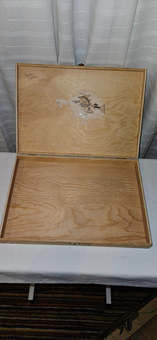 Vintage Wooden Ship Pyrography Storage Box