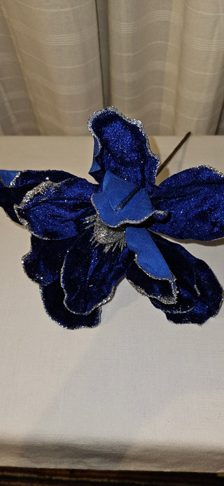 Blue Velvet Magnolia Stem Patriotic Decor