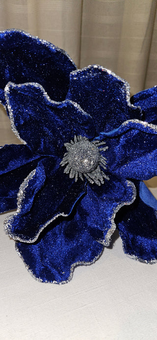 Blue Velvet Magnolia Stem Patriotic Decor
