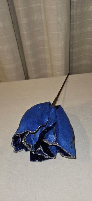 Blue Velvet Magnolia Stem Patriotic Decor