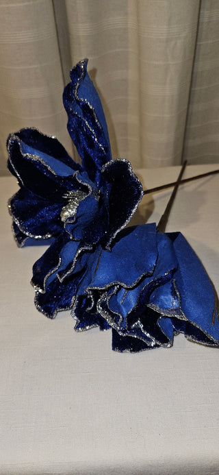Blue Velvet Magnolia Stem Patriotic Decor