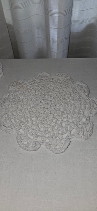 Vintage White Crocheted Doily 8 Inch Round Lace