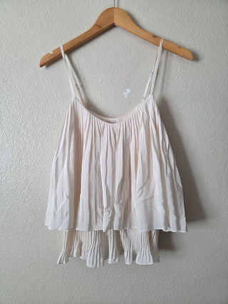 Madison Marcus cream pleated tiered tank 07N