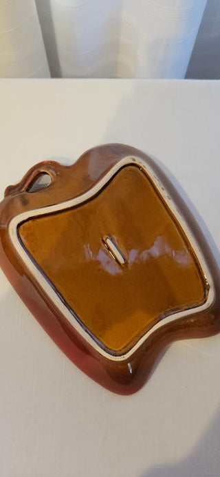 Vintage Apple Ceramic Serving Dish with Leaf Detail