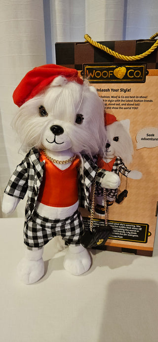 Woof & Co Fashion Plush Dog Doll with Outfit