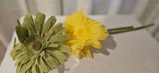 Vintage Style Fabric Daisy Stem Yellow or Green
