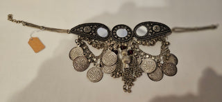 Vintage Coin Fringe Statement Choker Necklace