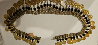 Vintage Coin Chain Belt with Black Stone Drops