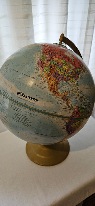 Vintage Globemaster 12 Inch World Globe Brass Stand
