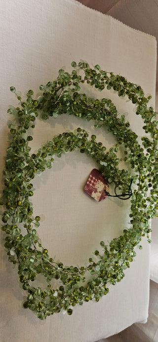 Green Glass Bead Garland Strand 6.25 ft