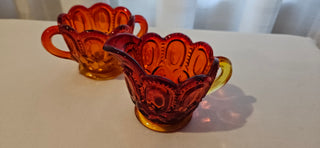 LE Smith Amberina Moon Stars Creamer & Open Sugar Bowl Set