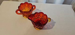 LE Smith Amberina Moon Stars Creamer & Open Sugar Bowl Set