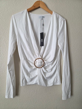 Fashion Nova white long sleeve with gold buckle - NWT 07N