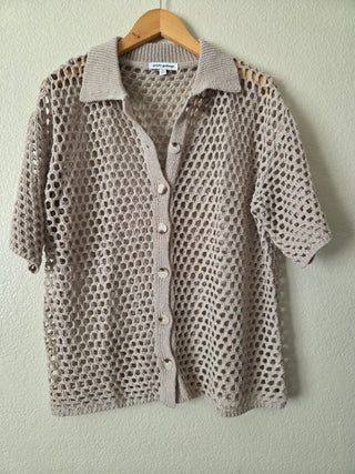 Pretty Garbage crochet button up top/cover up 07N