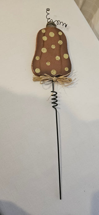 Rustic wood & metal gourd pick, 15" tall