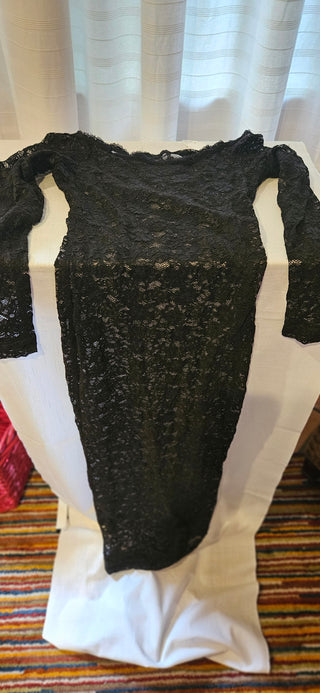 Long Black Lace Stretch Dress, sz S/M, S/M