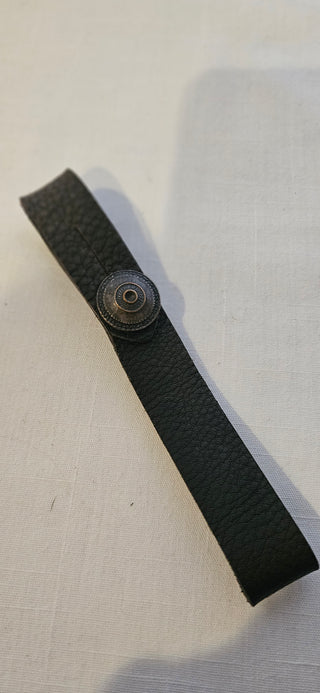 Brown Leather Stein Holder Strap with Button Closure