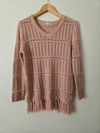 En Creme crochet top with tassels