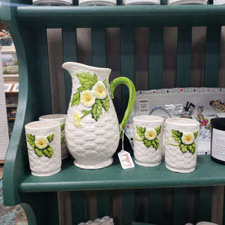 1950's Lefton "Rustic Daisy" Pitcher / Glasses (5 pcs)
