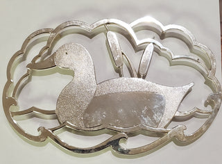 VINTAGE SILVER PLATED DUCK TRIVET