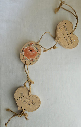 Vintage Style Wooden Heart Tag Garland