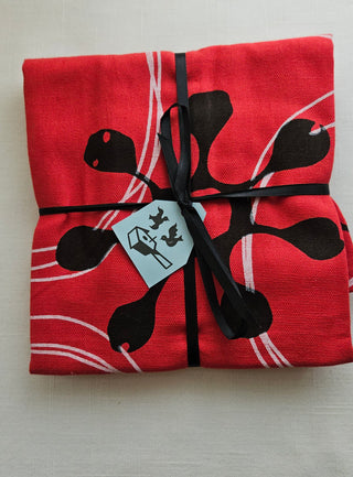Red Mod Pattern Tea Towels Set, 1 World Market