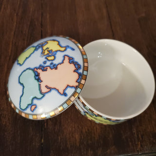 Tiffany & Co World Map Globe Porcelain Trinket Box