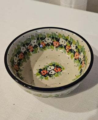 Polish Pottery Floral Stoneware Bowl 4 Inch