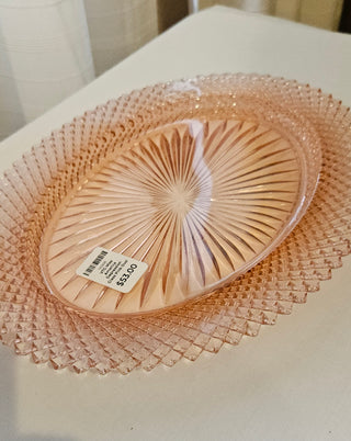 VTG Miss America Depression Glass Pink Oval Serving Platter