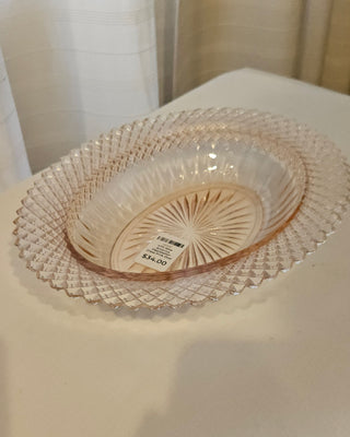 VTG Miss America Depression Glass Pink Oval Serving Bowl