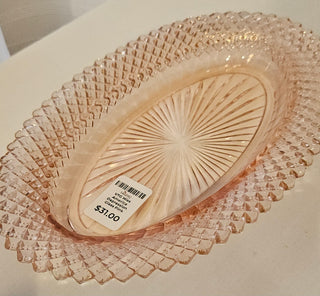 VTG Miss America Depression Glass Pink Shallow Oval Serving Dish