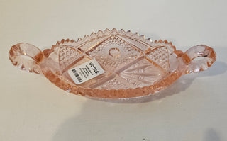 VTG Imperial Glass Pink Handled Pickle/Relish Tray