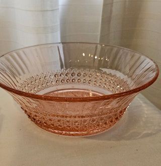 Vintage Pink Depression Glass Serving Bowl