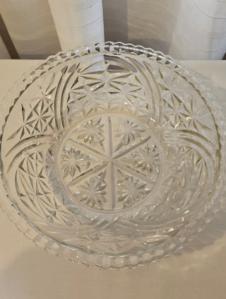 Vintage Cut Glass Starburst Serving Bowl