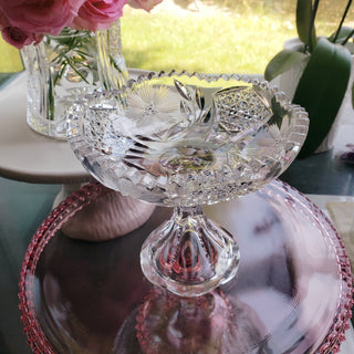 American Brilliant Period Cut Glass Compote 1876-1917