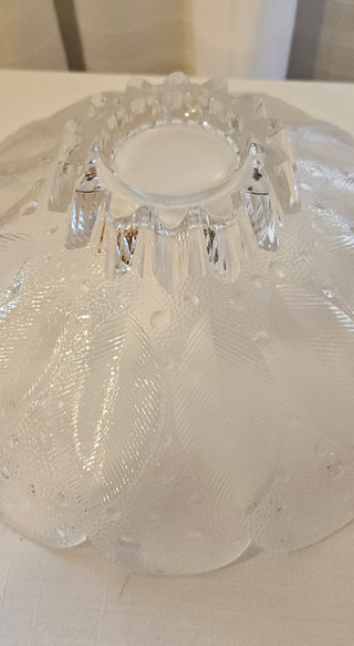 Vintage Clear Glass Strawberry Flower Frog Bowl Set