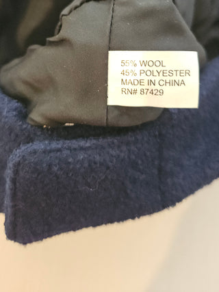 Vintage Navy Wool Newsboy Hat Adjustable
