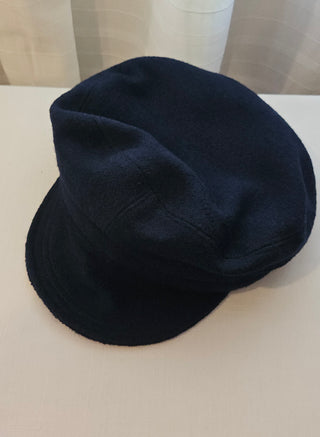 Vintage Navy Wool Newsboy Hat Adjustable