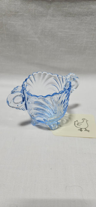 VNTG Blue Pressed Glass Dish
Handled, four feet
Excellent condition