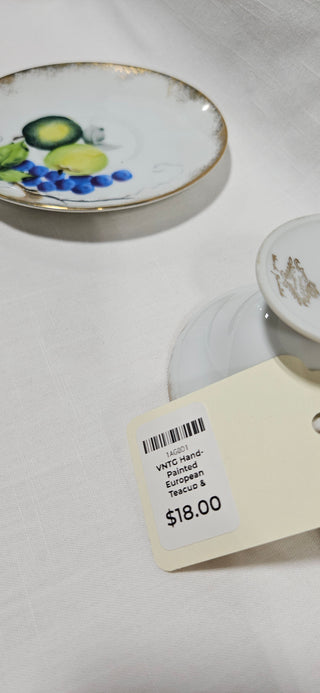 VNTG Hand-Painted
European Teacup & Saucer
Fruit Motif