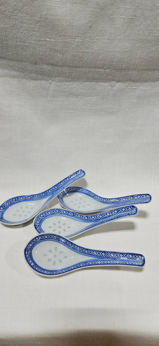 Blue & White Asian Soup Spoons
Set of 4 • Ceramic